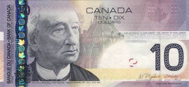 canadian dollar 10 obverse