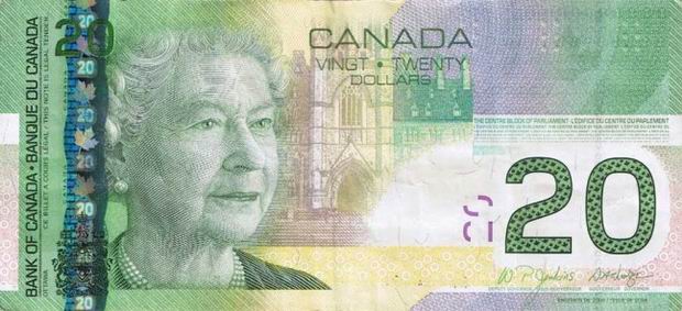 canadian dollar 20 obverse